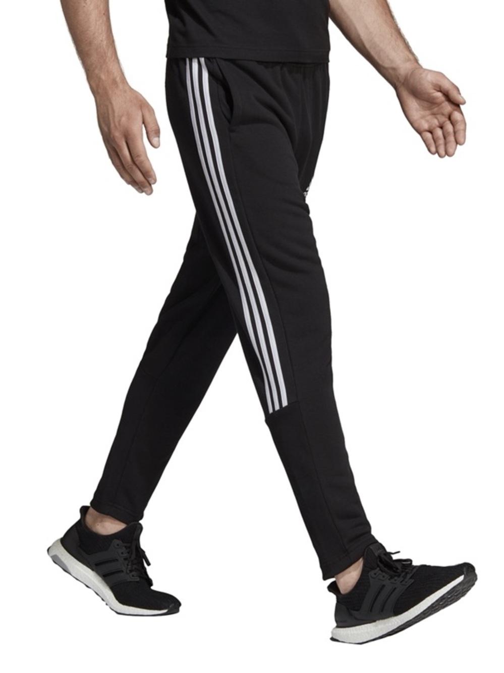 adidas Black Jogger Pants with White Triple Stripes slim style with snap closure